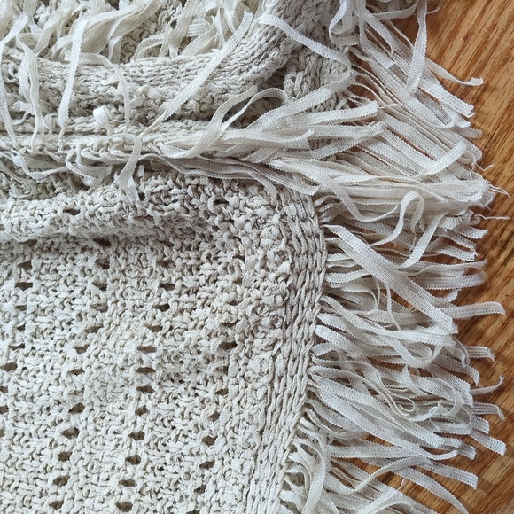 Chicos Tan Fringe Open Knit Cardigan Vest Size 2 Large - Picture 7 of 10